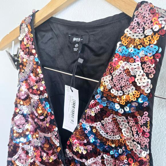 NWT NASTY GAL SEQUIN SATIN VEST TOP FALLCORE MULTICOLOR - Picture 2 of 3